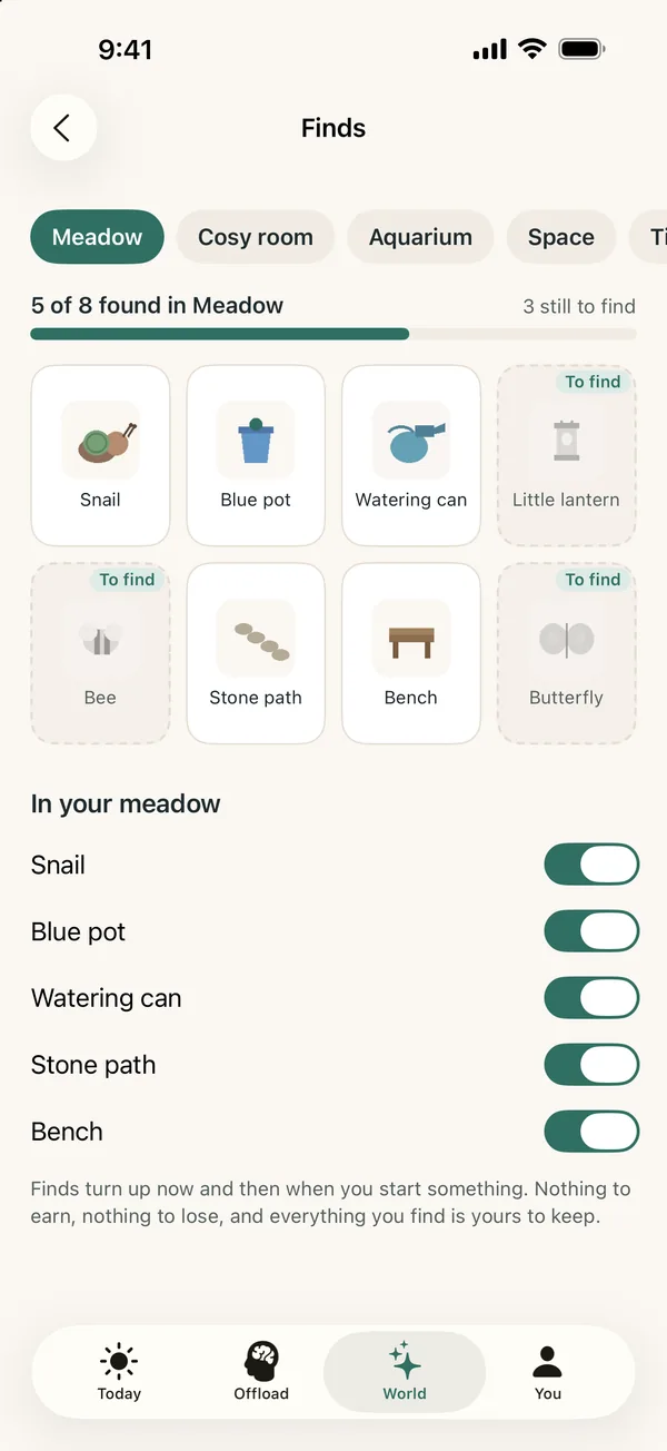 Startlet screen: Finds in the Meadow