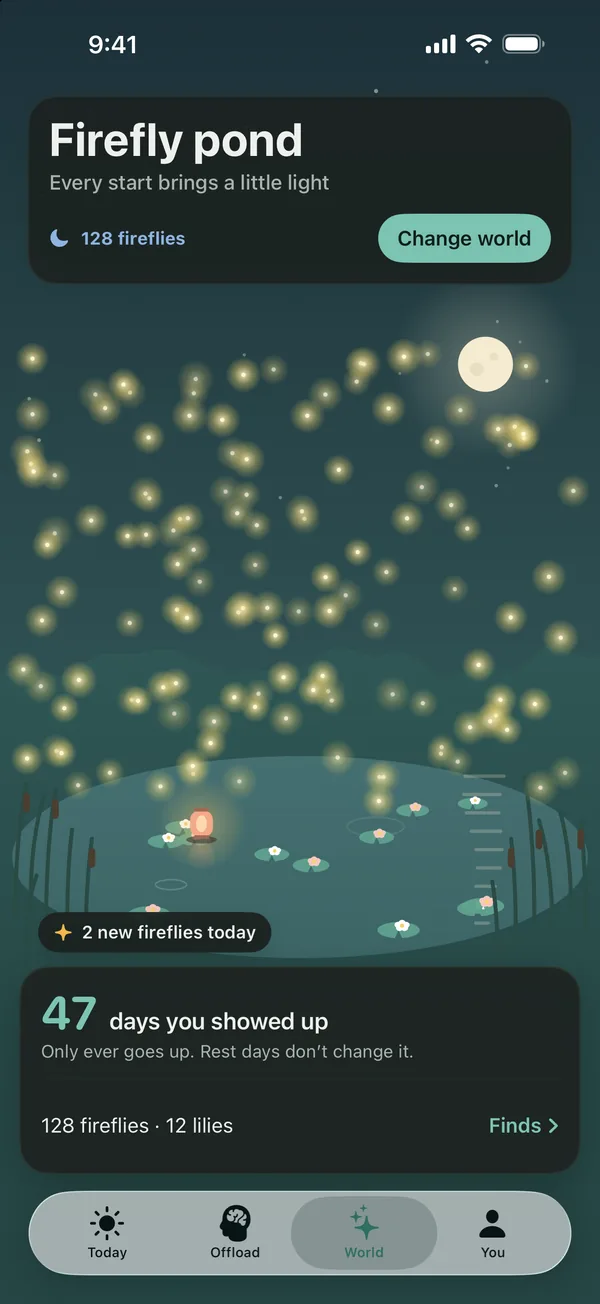 The Firefly pond world in Startlet